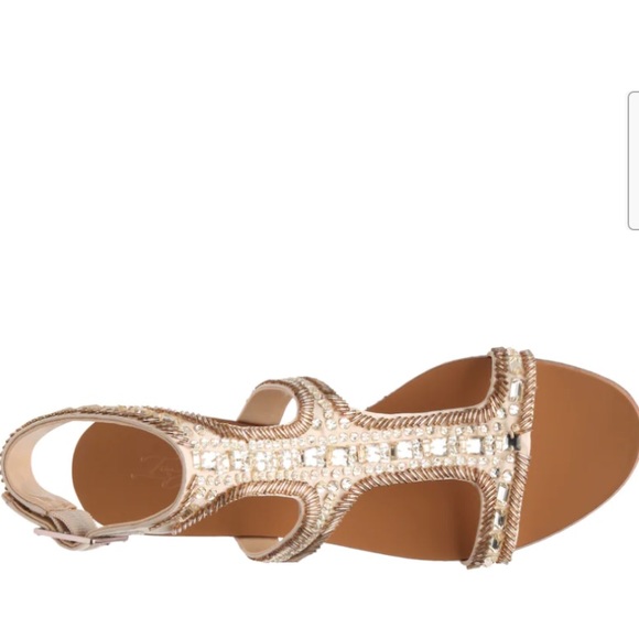 Imagine Vince Camuto Gold and Brown Embellished Sandal - Picture 2 of 6